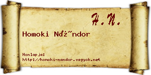 Homoki Nándor névjegykártya